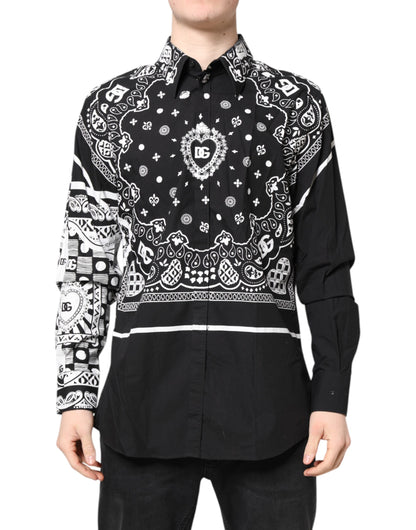Black White Bandana MARTINI Men Dress Shirt
