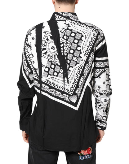 Black White Bandana MARTINI Men Dress Shirt