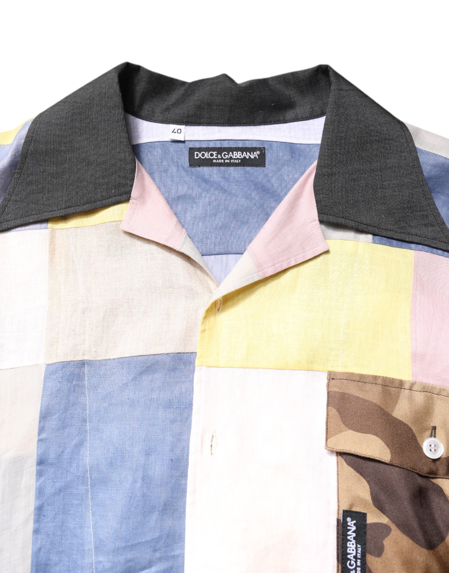 Multicolor Patchwork Short Sleeve Shirt