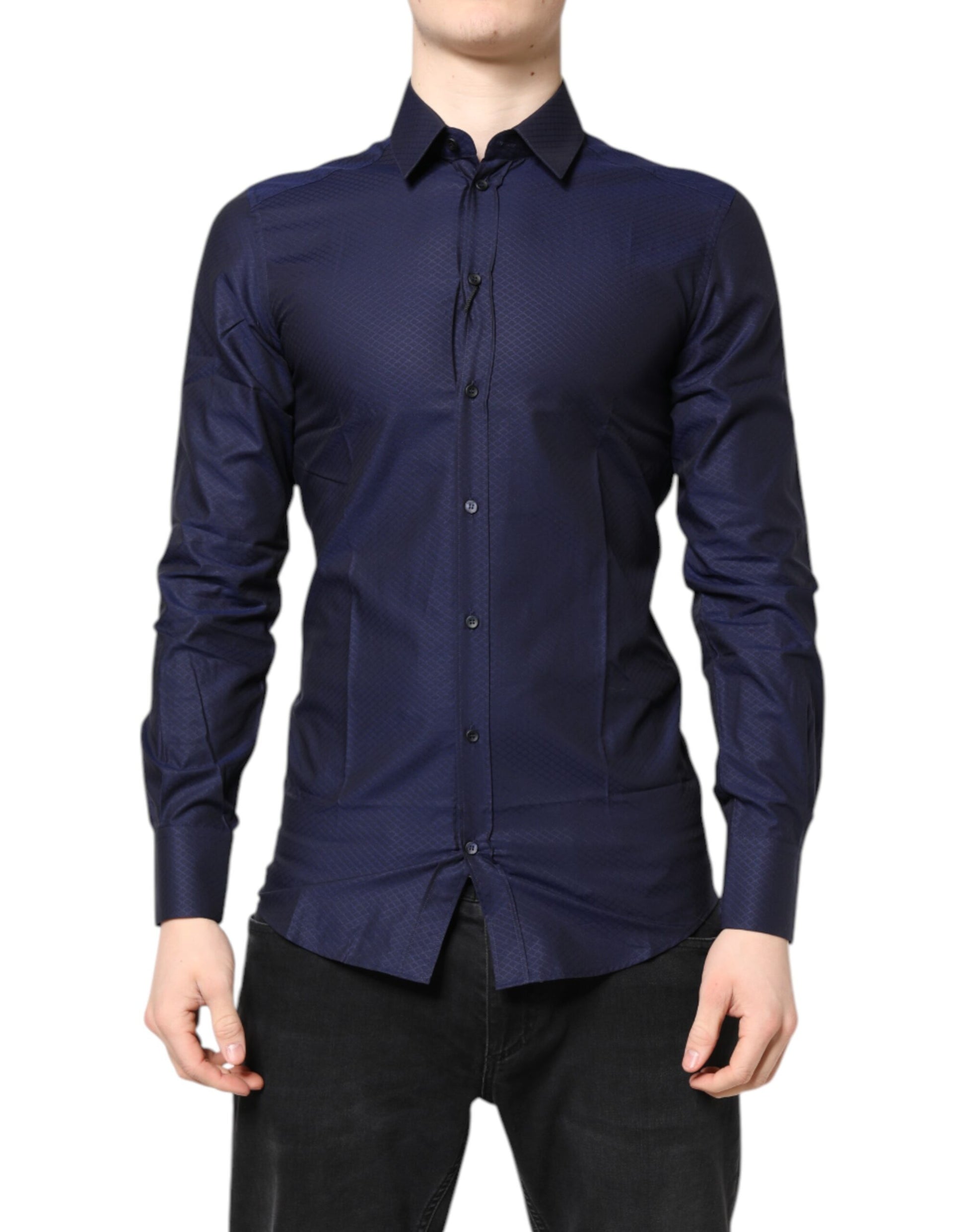 Blue GOLD Cotton Long Sleeves Men Dress Shirt