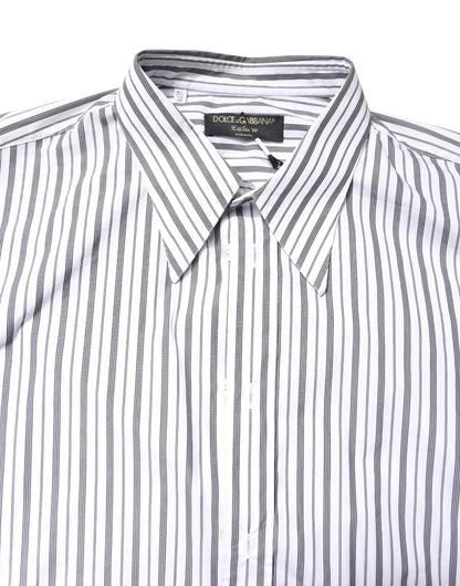 White Black Stripe Button Down Casual Shirt