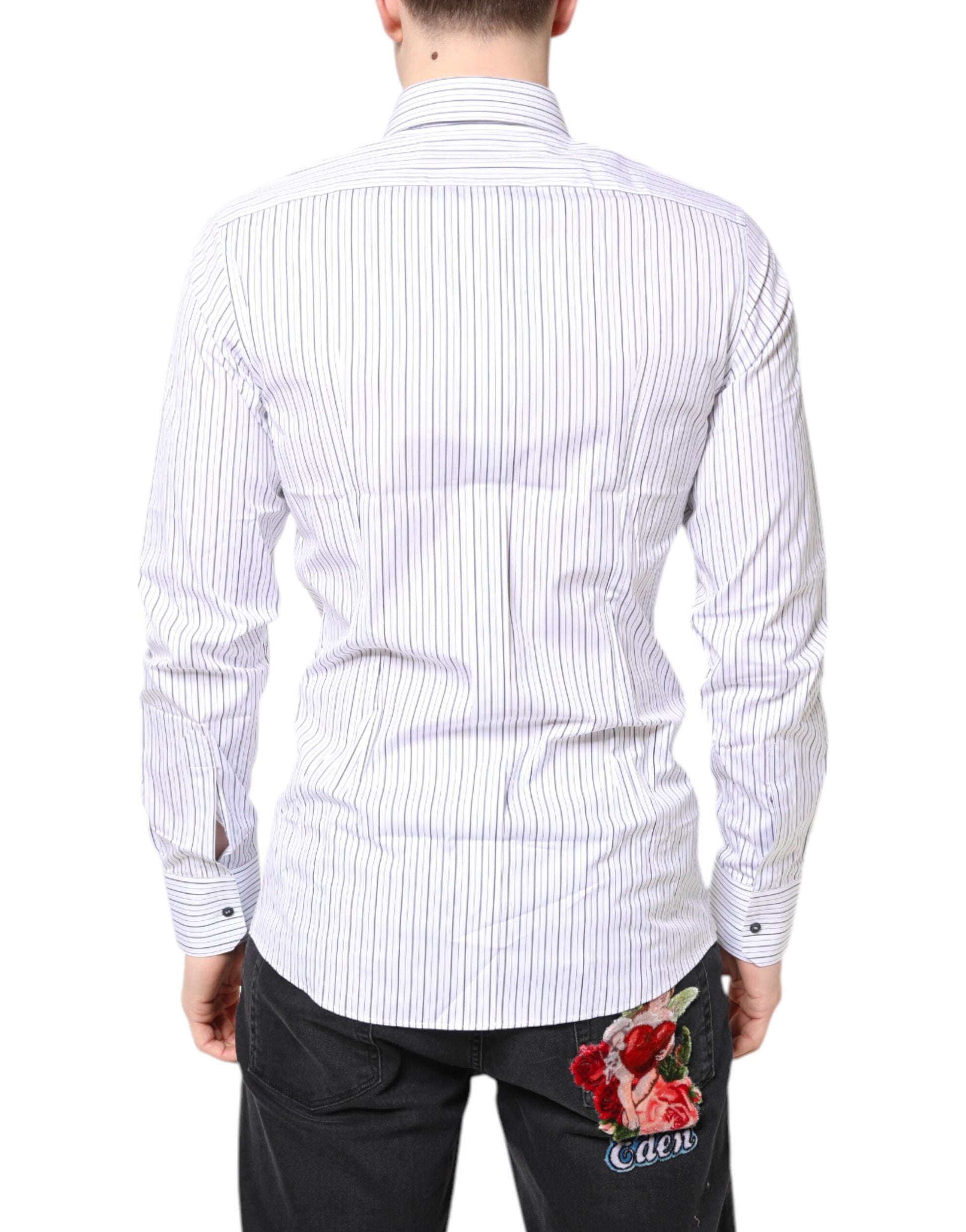White Stripes GOLD Cotton Formal Shirt