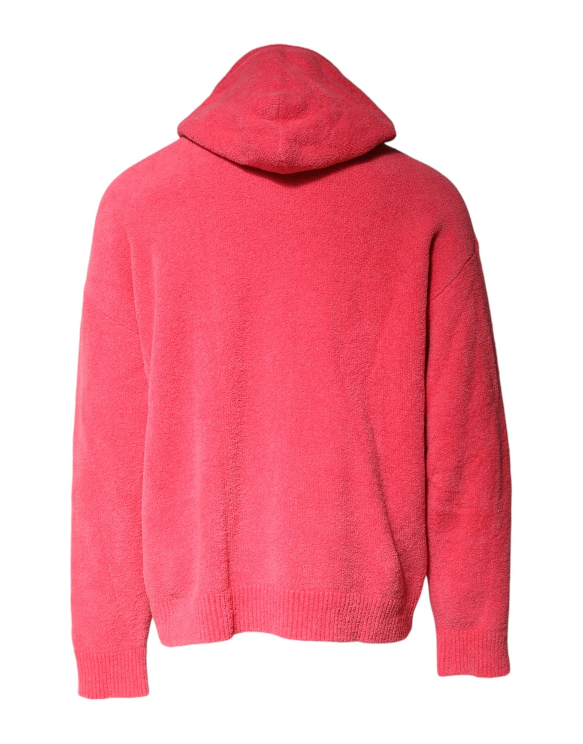 Red Cotton Knit Hooded Men Pullover Sweater