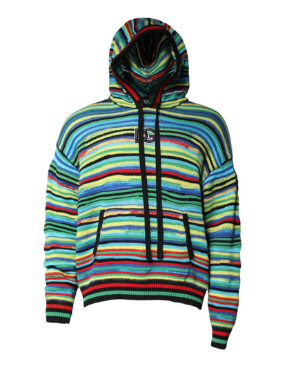 Multicolor Cotton Hooded Pullover Sweater
