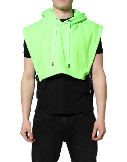 Green Polyester Hooded Sportswear Vest Sweater