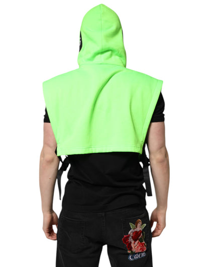 Green Polyester Hooded Sportswear Vest Sweater