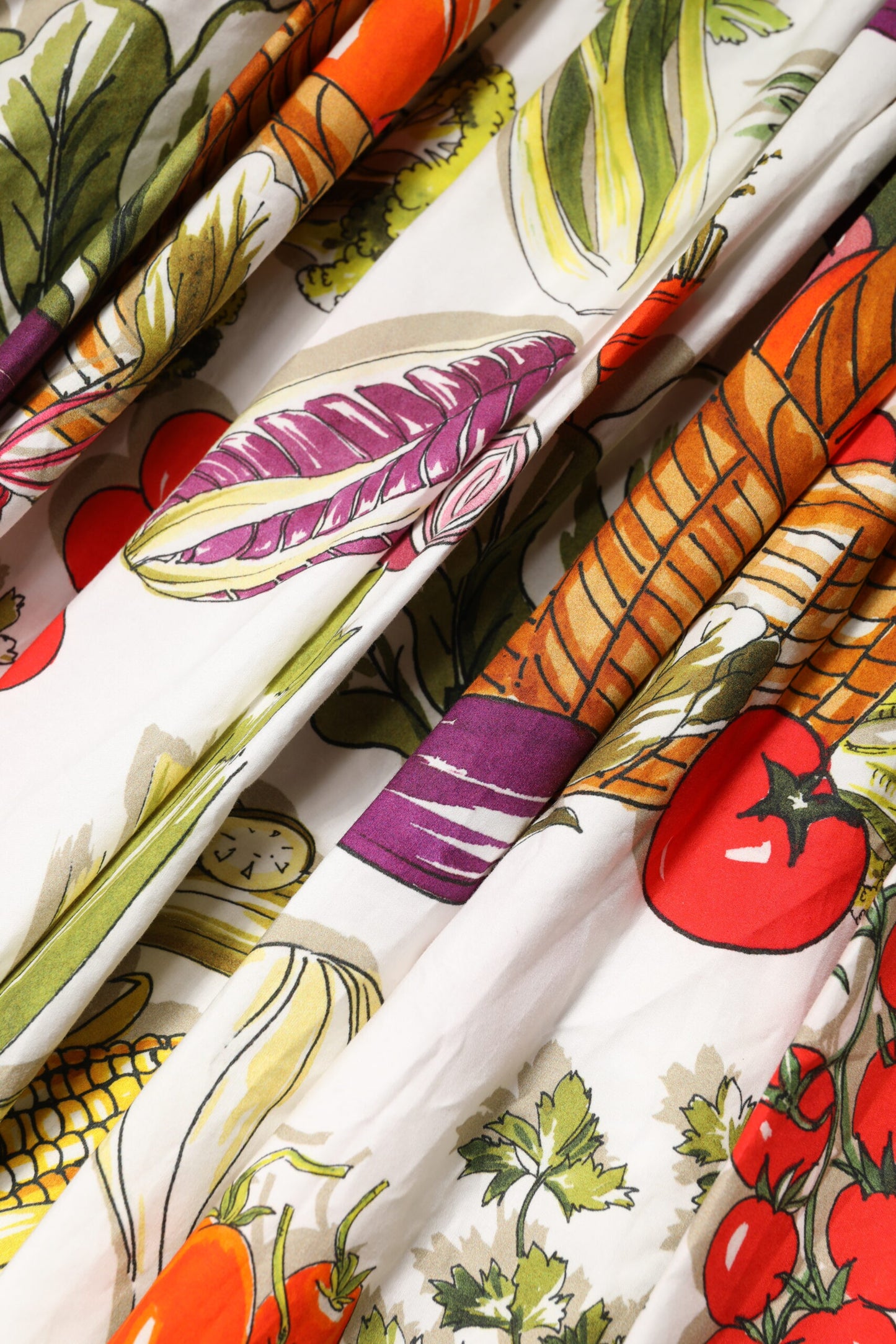 White Vegetables Sleeveless A-line Midi Dress