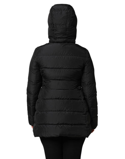 Black Puffer Hooded Zip Reversible Jacket