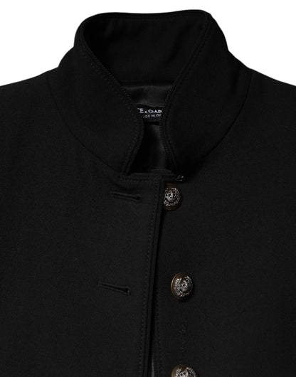 Black Wool Single Breasted Trench Coat Jacket