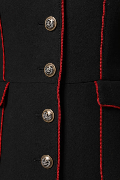 Black Wool Single Breasted Trench Coat Jacket