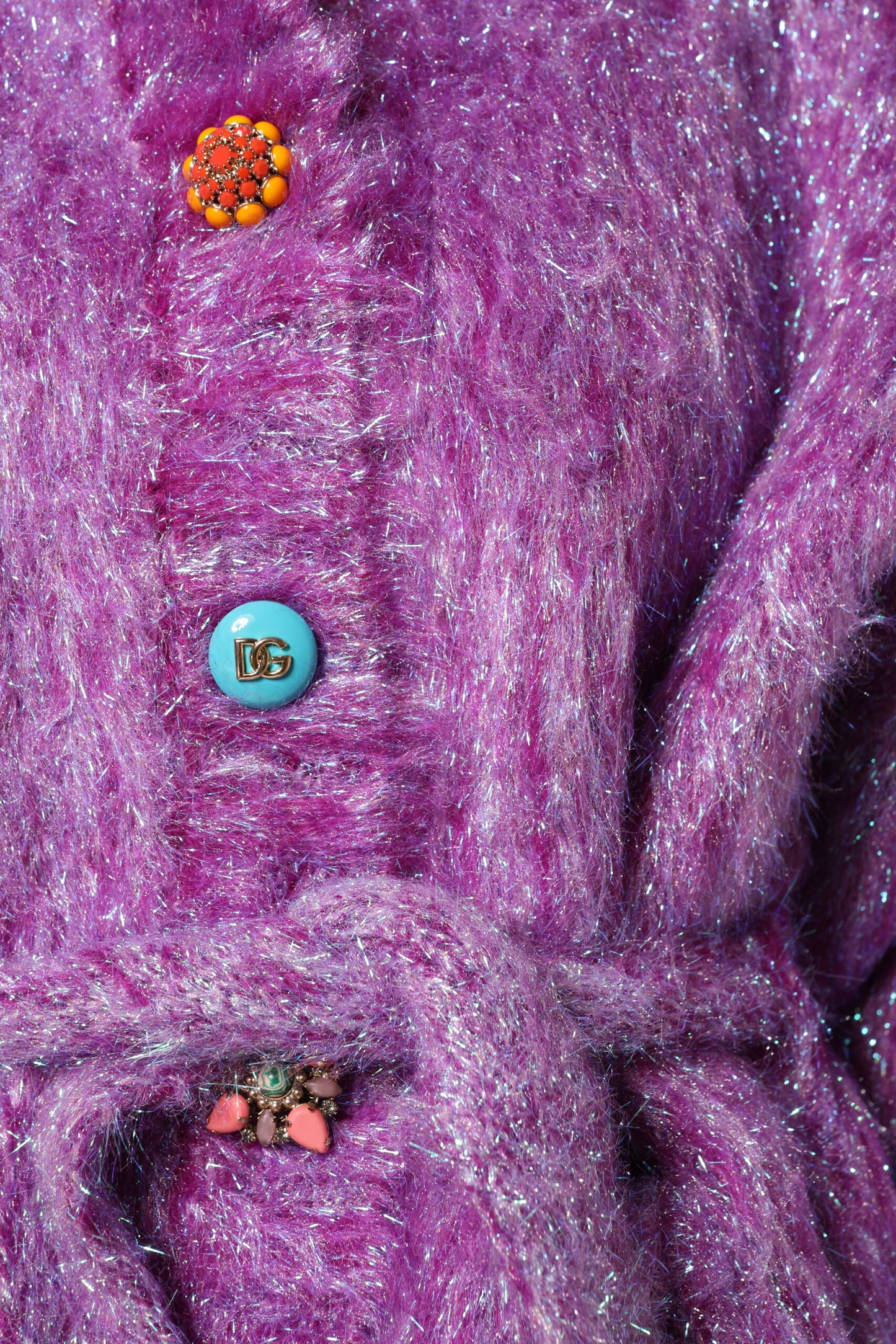 Purple Button Embellished Trench Coat Jacket