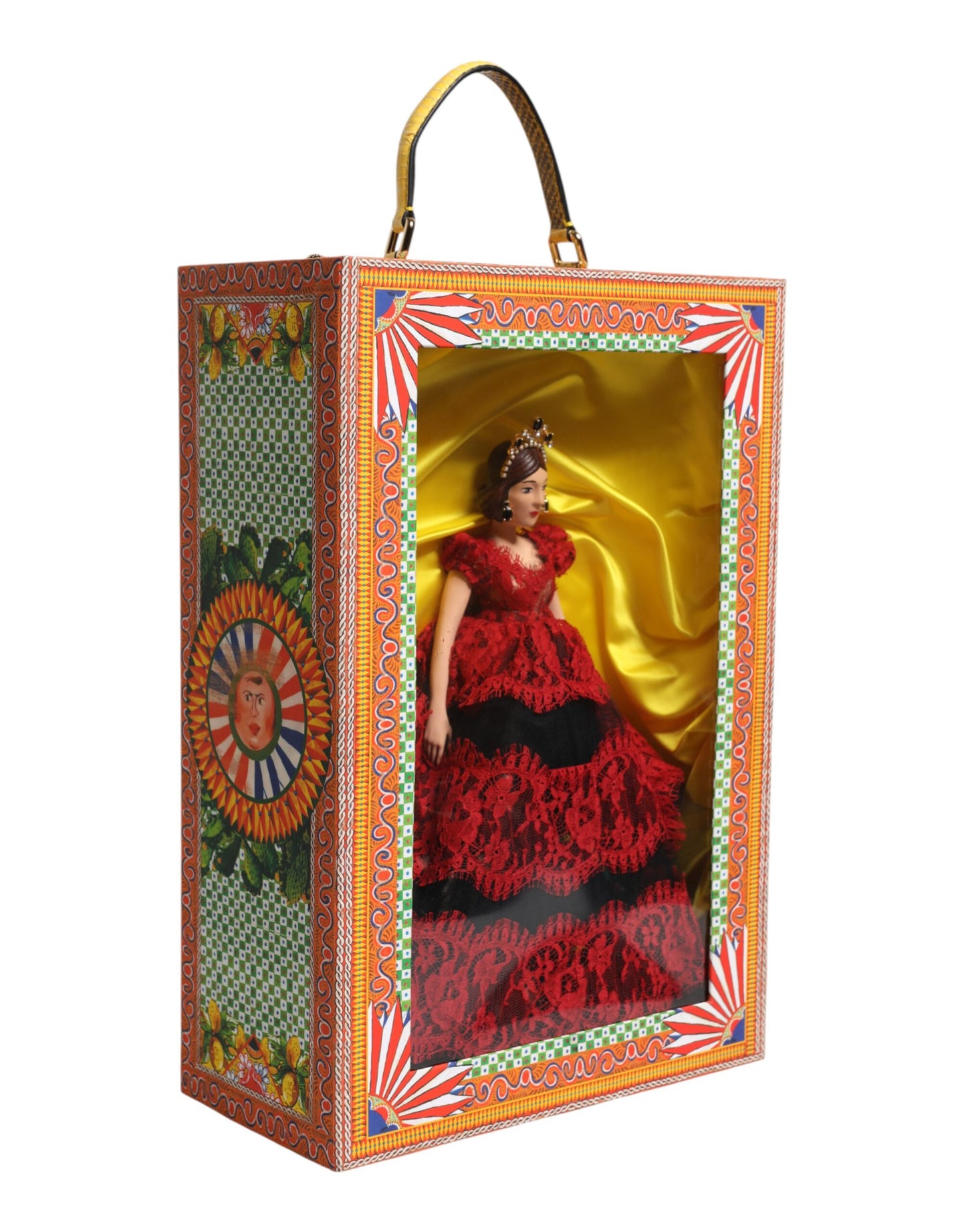 Red Dress Ceramic Porcelain Fashion Box Leather Sicily Dolls