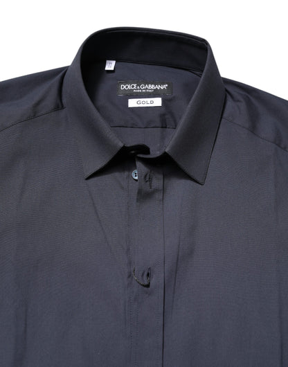Dark Blue GOLD Cotton Dress Formal Shirt