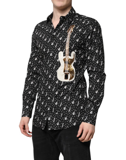 Black GOLD Instrument Embellished Shirt