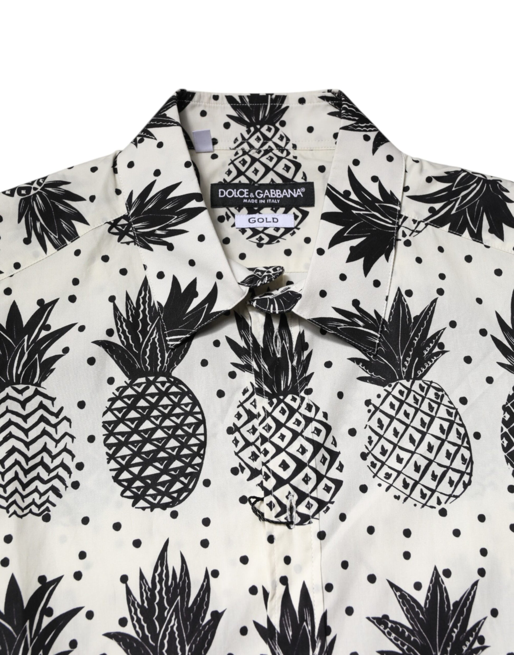 White Pineapple Print Long Sleeve GOLD Shirt