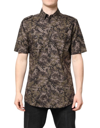 Multicolor Camouflage Button Down GOLD Shirt