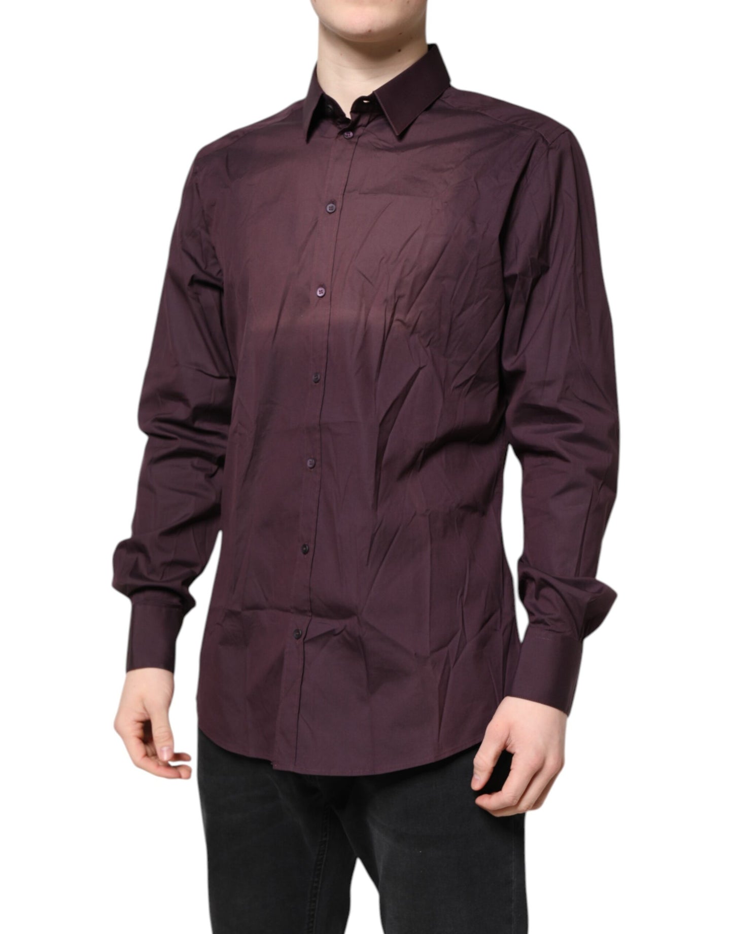 Burgundy Cotton GOLD Long Sleeves Shirt