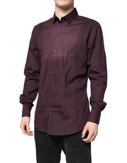 Burgundy Cotton GOLD Long Sleeves Shirt