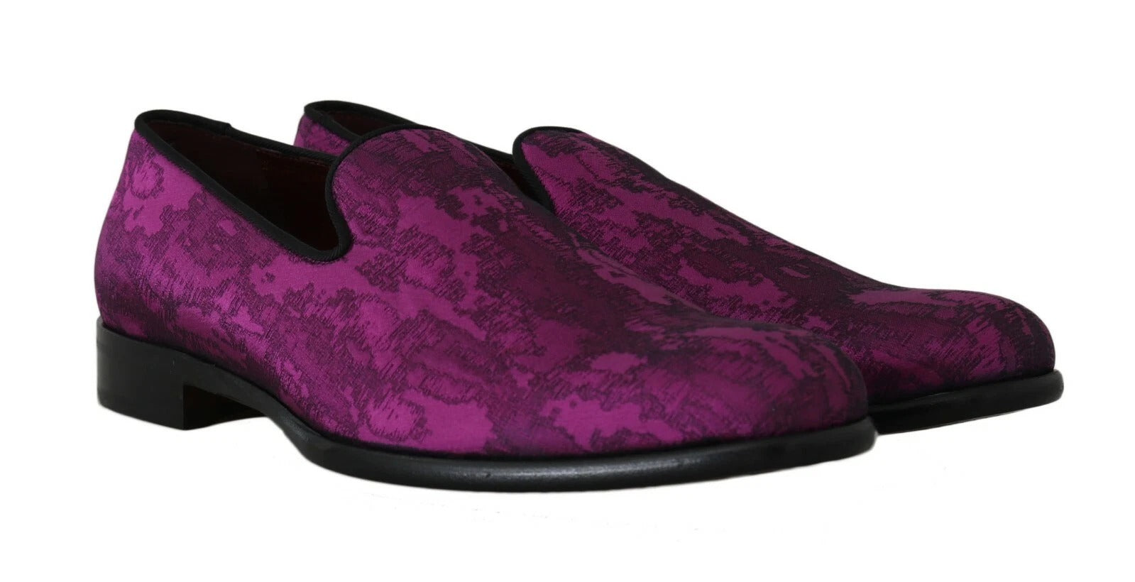 Elegantes mocasines de mezcla de seda y lana en color morado