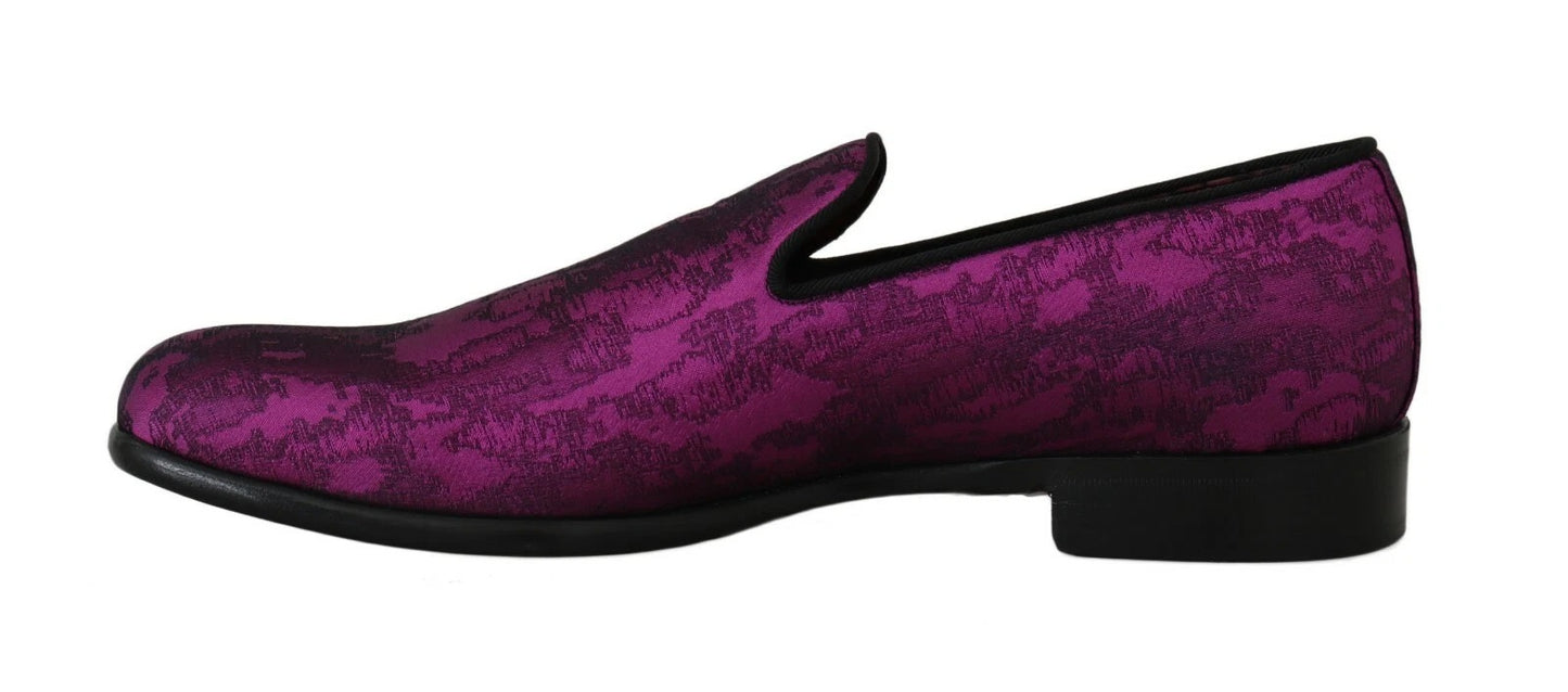 Elegantes mocasines de mezcla de seda y lana en color morado
