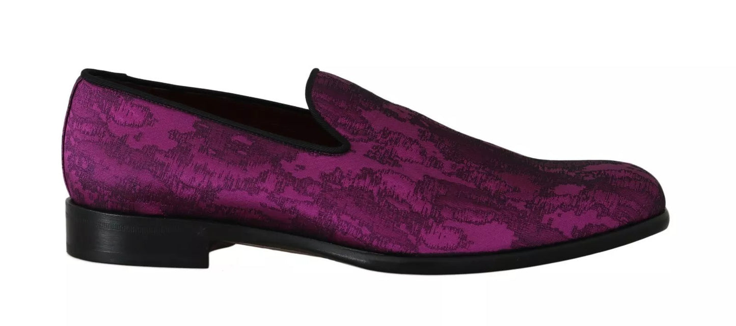 Elegantes mocasines de mezcla de seda y lana en color morado