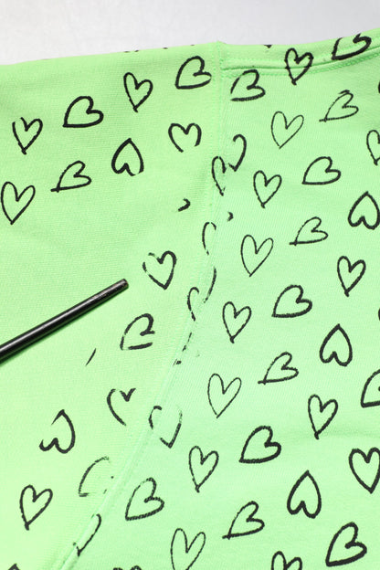 Green Cotton Logo Heart Print Hooded Sweater