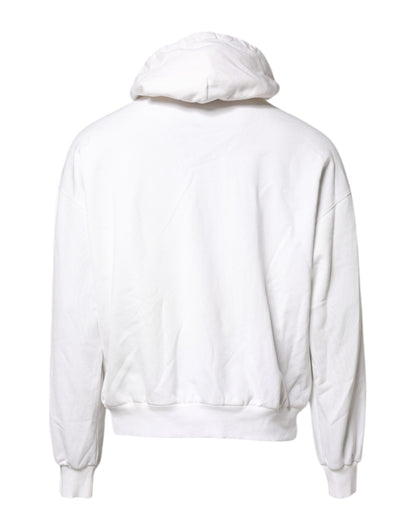 White Embossed Logo Hooded Sweatshirt Sweater