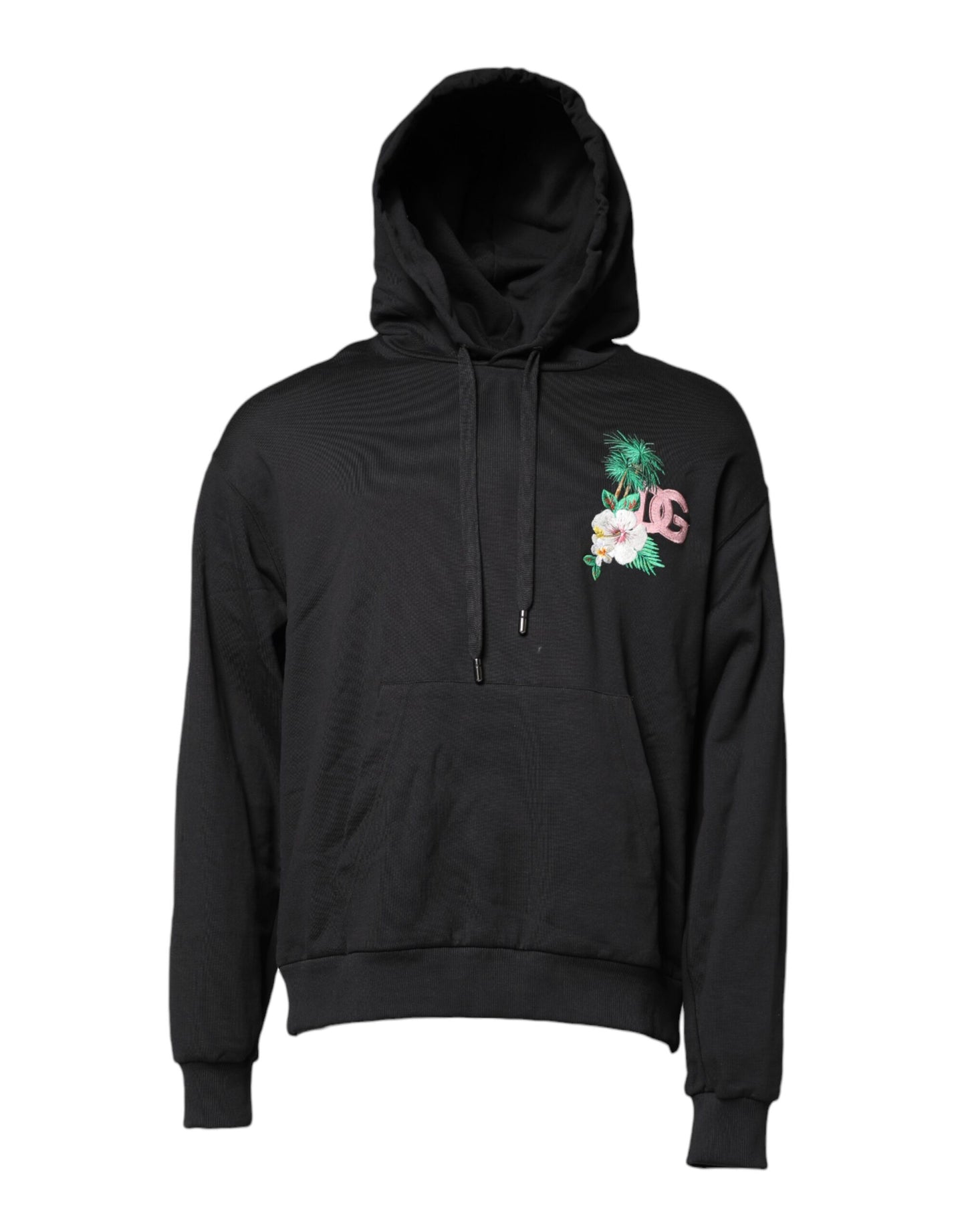 Black Embroidery Hooded Sweatshirt Sweater
