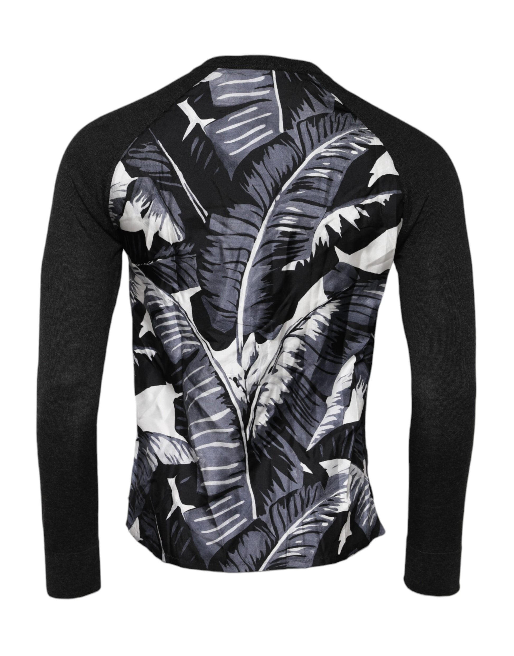 Black Printed Knitted Men Pullover Sweater