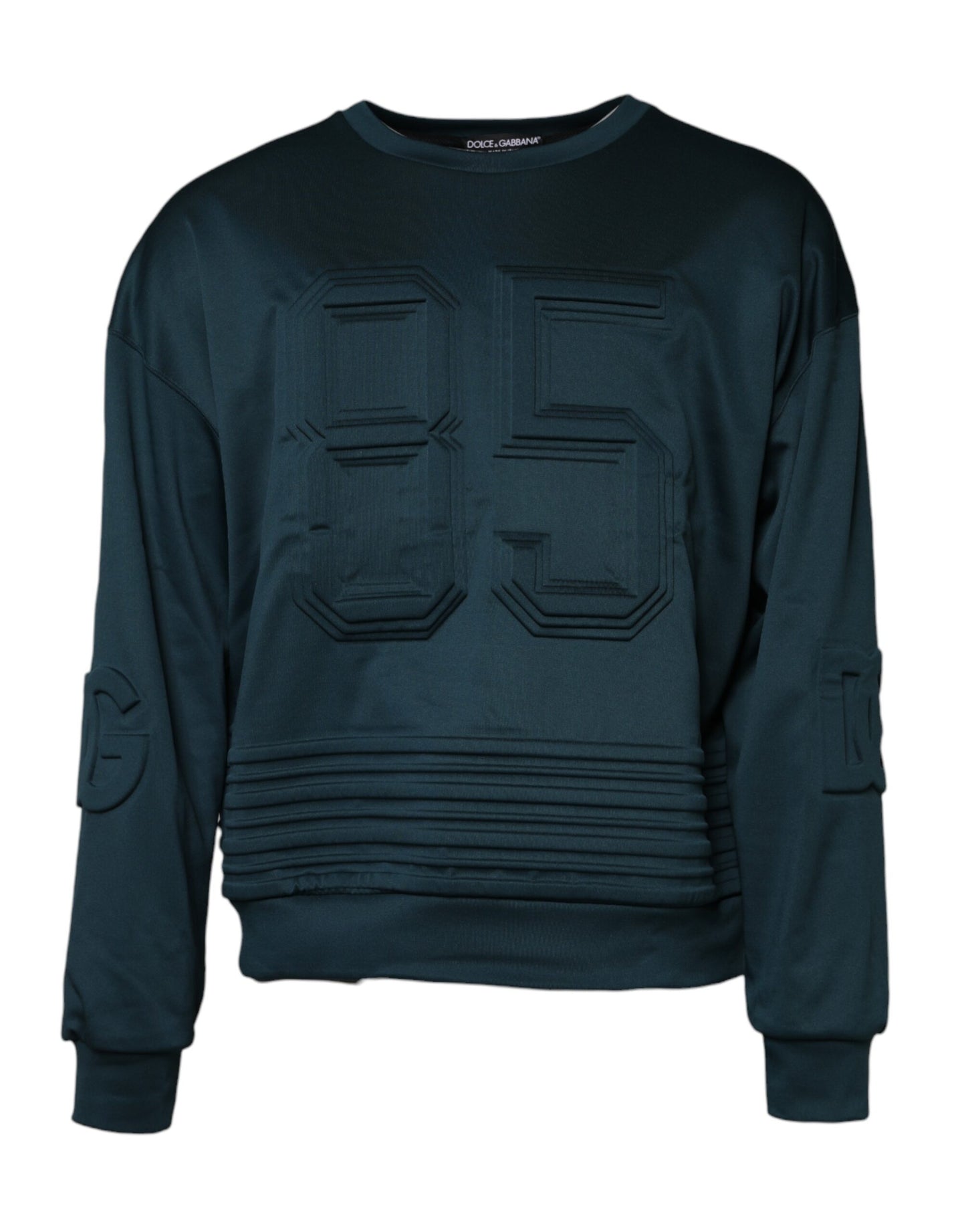 Dark Green Embossed Logo Pullover Sweater