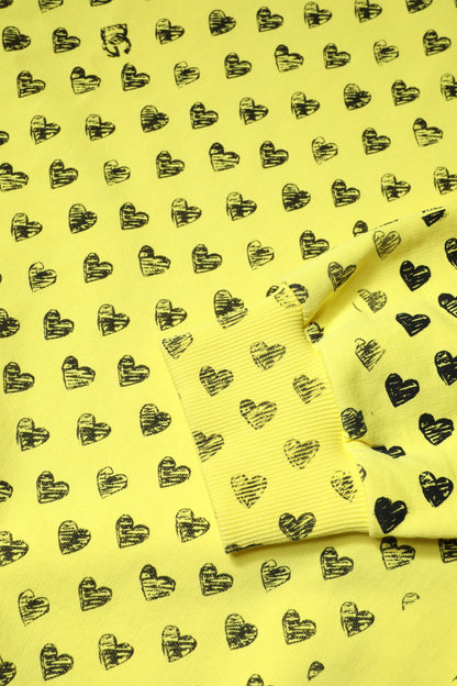 Yellow Heart Crew Neck Men Pullover Sweater