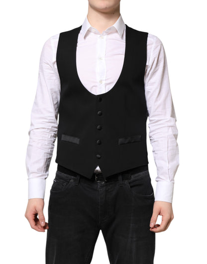 Black Wool Waistcoat Dress Formal Vest