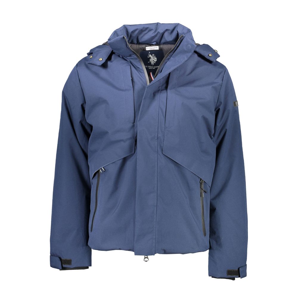 Blue Polyester Men Jacket