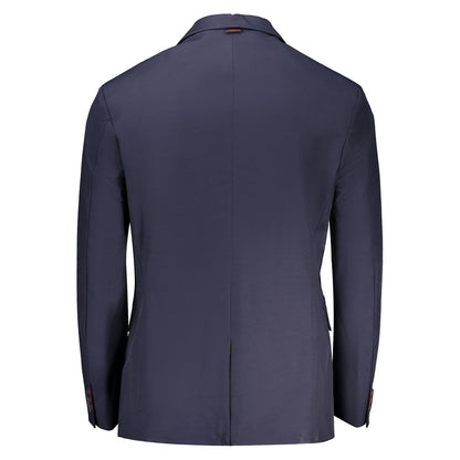 Blue Cotton Men Jacket