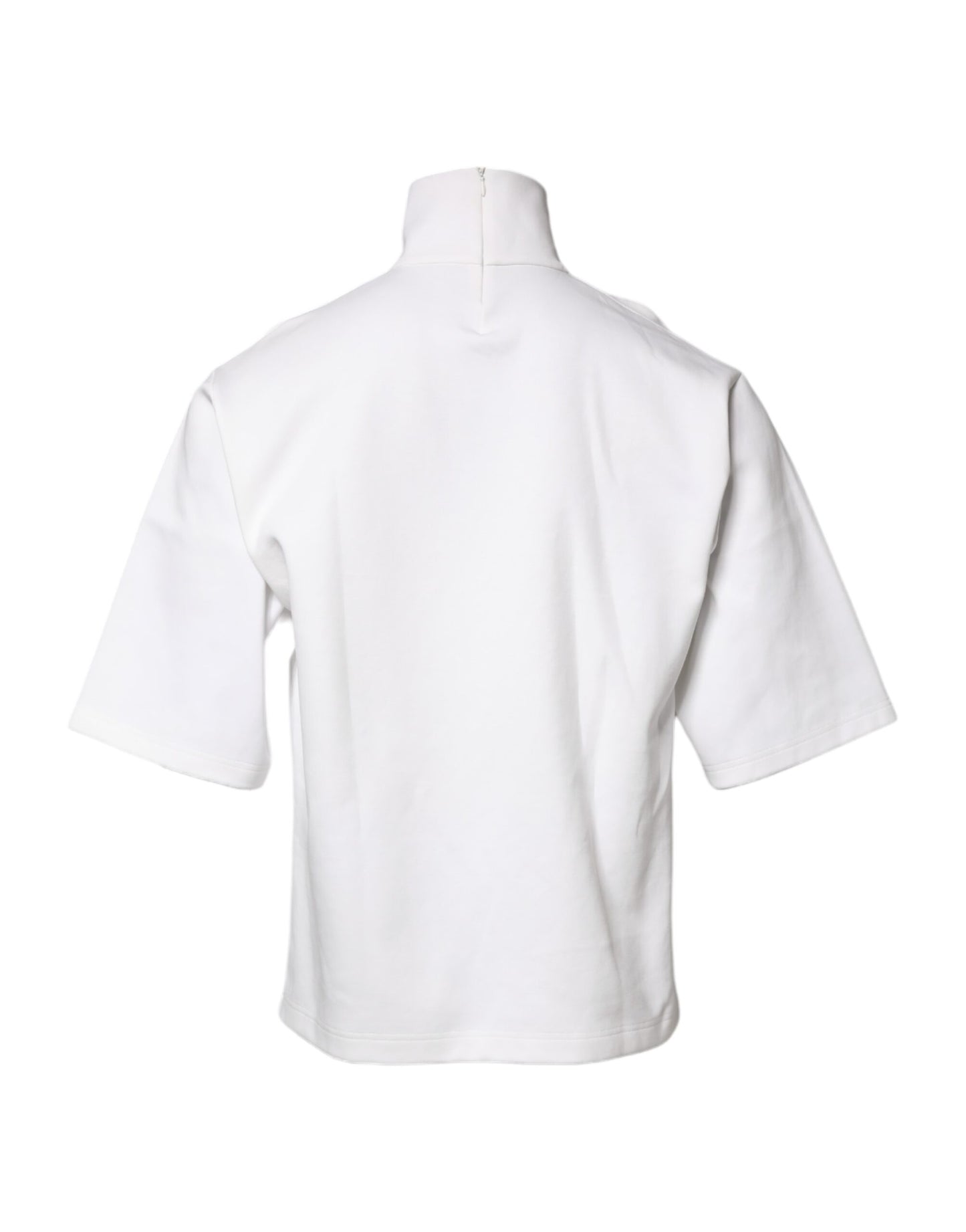 White Cotton Turtleneck DG Applique T-shirt
