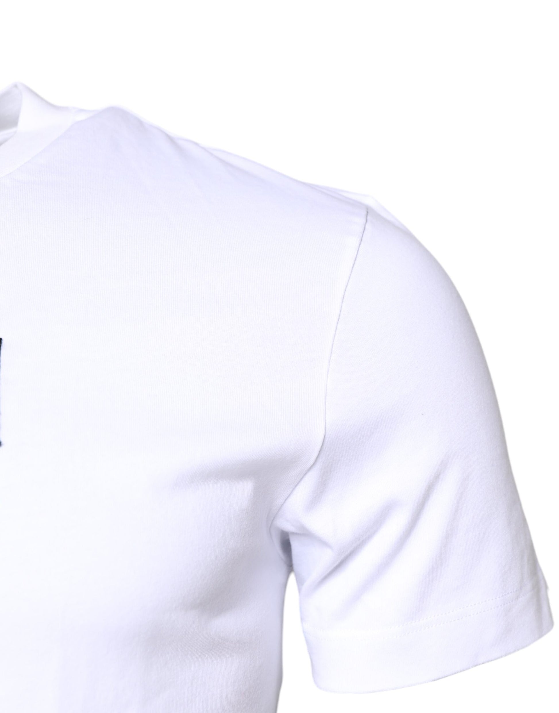 White Cotton Logo Patch Crew Neck T-shirt