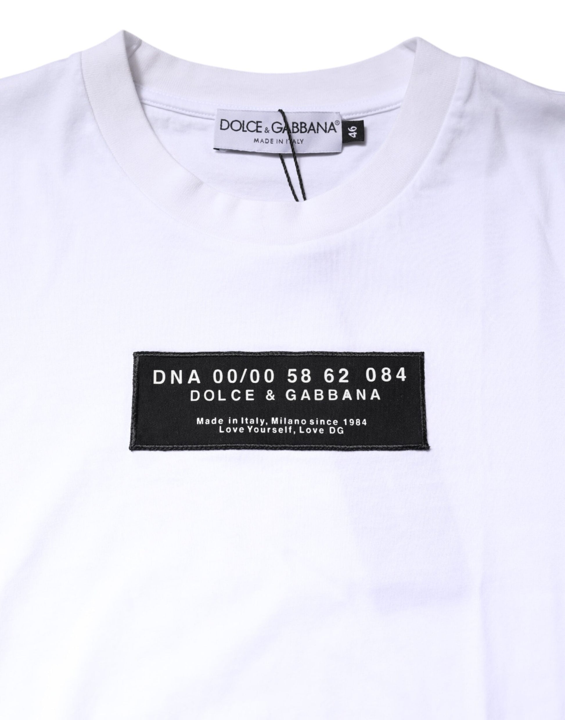 White Cotton Logo Patch Crew Neck T-shirt