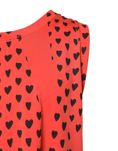 Red Cotton Sleeveless DG Heart Logo T-shirt