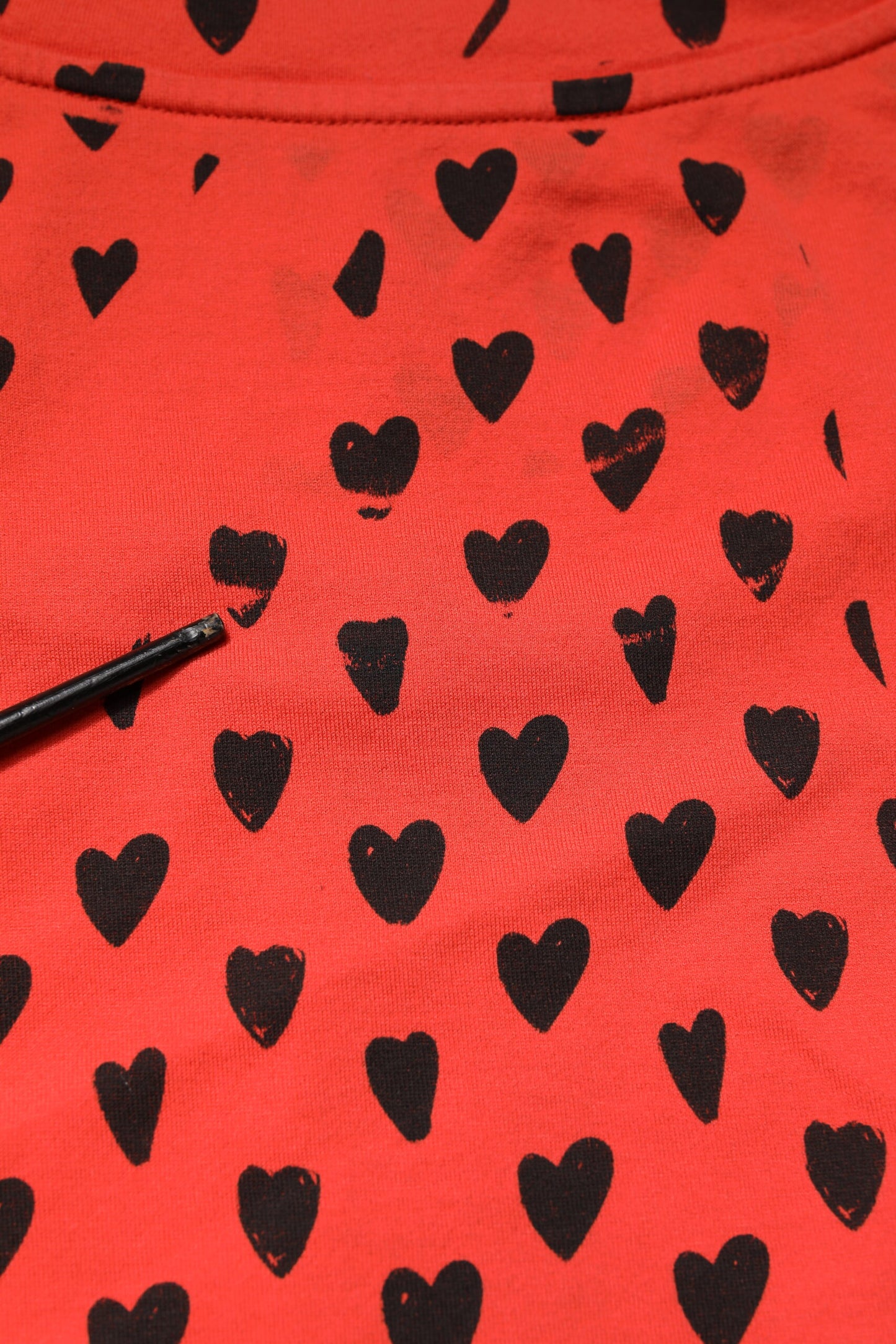 Red Cotton Sleeveless DG Heart Logo T-shirt