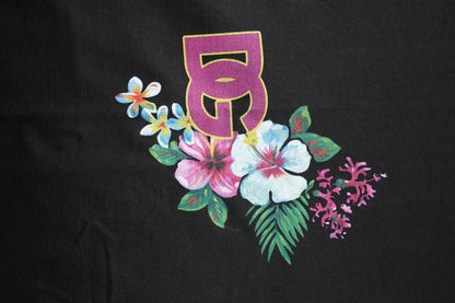 Black DG Floral Print Crew Neck T-shirt