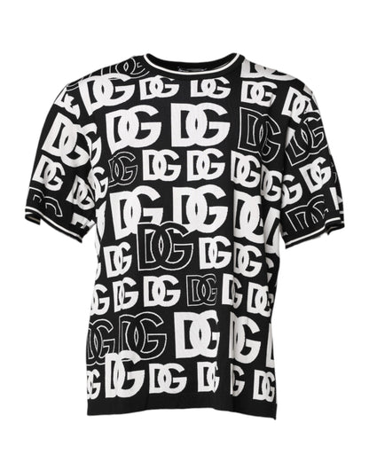 Black White Silk Knit DG Print T-shirt