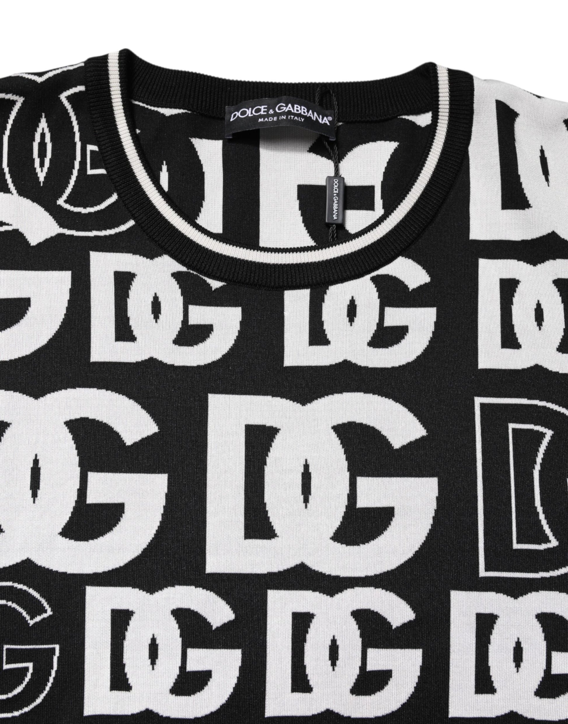 Black White Silk Knit DG Print T-shirt