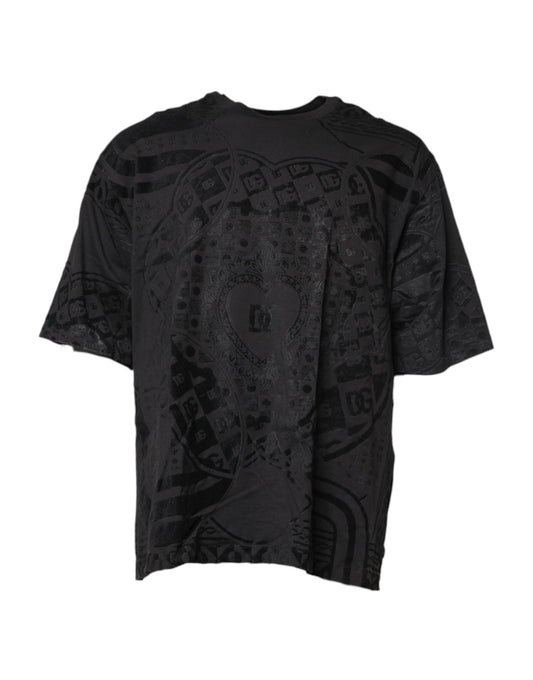 Black Cotton Bandana Logo Crew Neck T-shirt