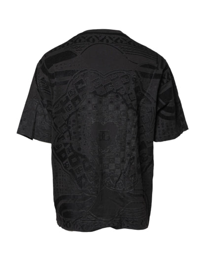 Black Cotton Bandana Logo Crew Neck T-shirt