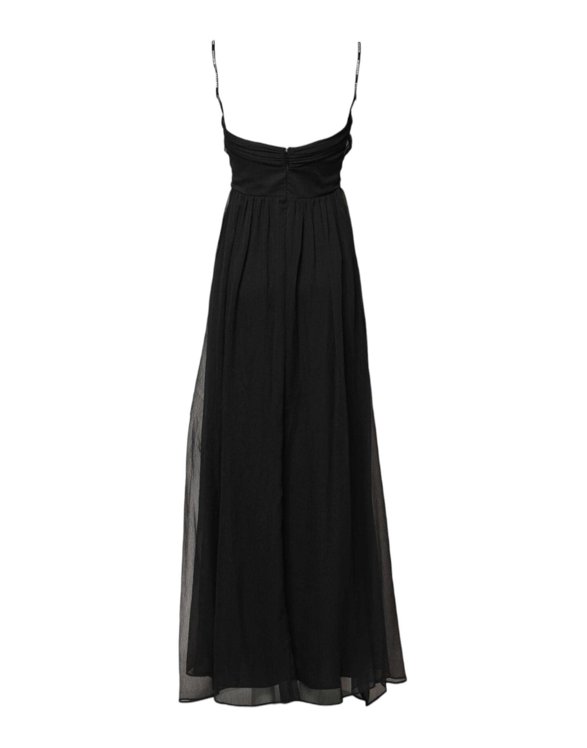 Black Tulle Pearl Sleeveless Long Gown Dress