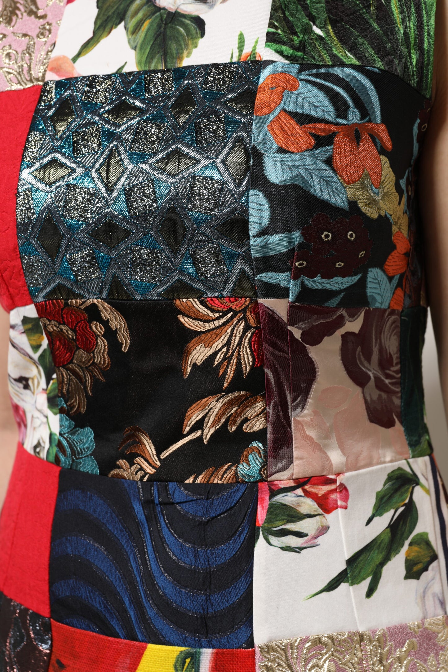 Multicolor Patchwork Sleeveless Sheath Dress