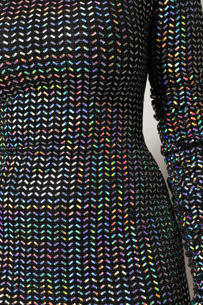 Black Embellished Nylon Bodycon Mini Dress