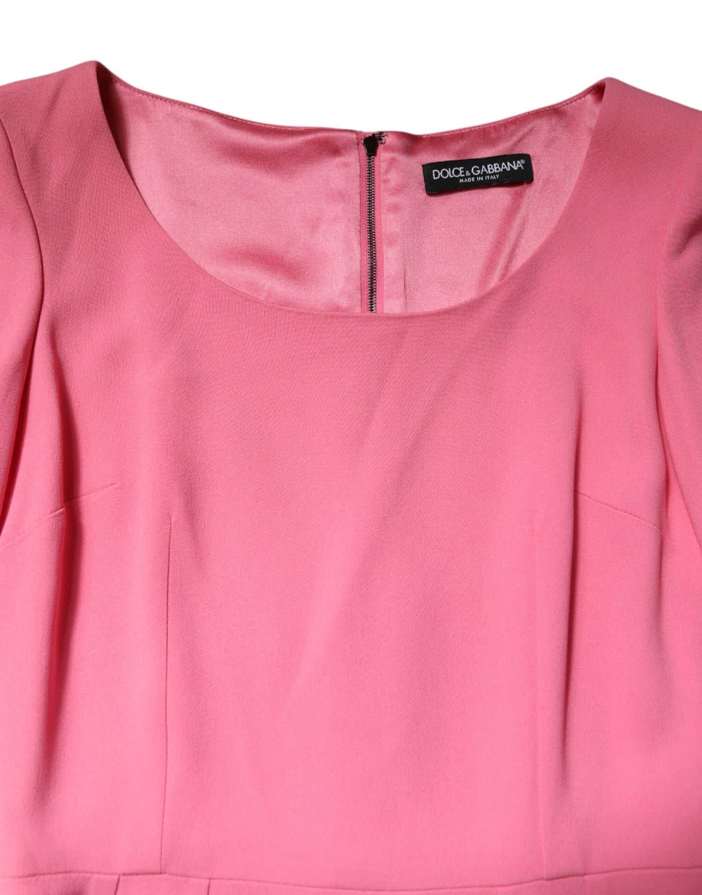 Pink Viscose Short Sleeve Sheath Midi Dress