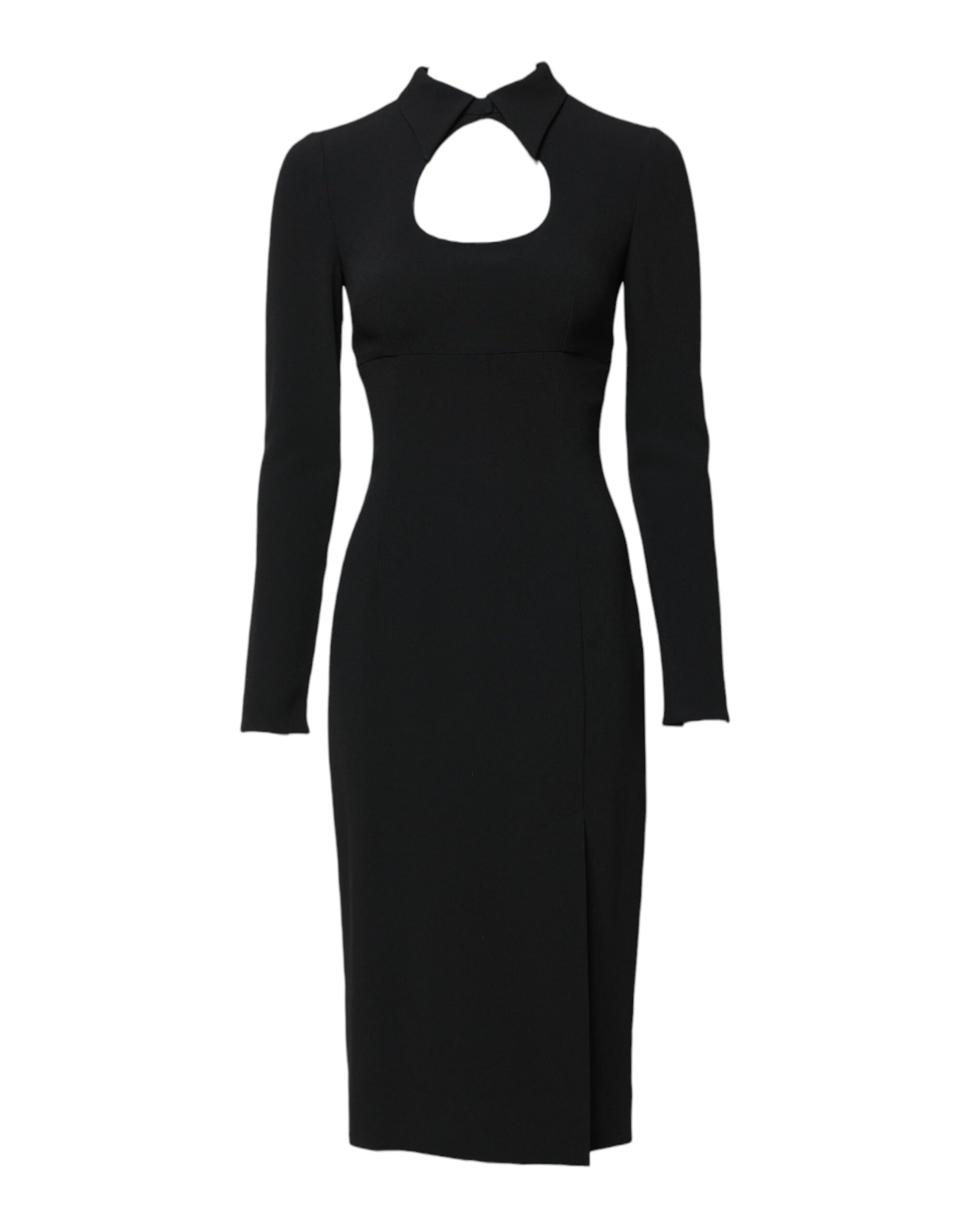 Black Long Sleeves Bodycon Sheath Midi Dress