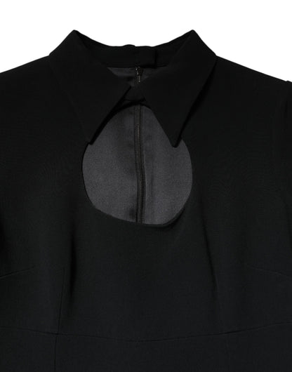 Black Long Sleeves Bodycon Sheath Midi Dress